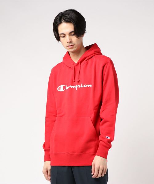 Champion（チャンピオン）の「裏毛プリントパーカー C3-Q102（パーカー・メンズ・ネイビー/イエロー/レッド/グレー/ホワイト/ブラック・MEDIUM/LARGE/X-LARGE）」の16枚目の写真
