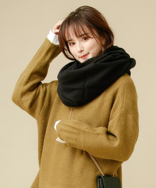 An3pocket(アンポケット)の「ボリュームロングストールマフラー/大判チェックマフラー(マフラー/ショール)」|ブラック