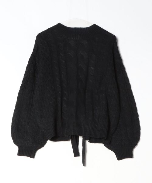 STYLEBLOCK(スタイルブロック)の「ケーブル編みバックリボンボリュームスリーブケーブルニットセーター(ニット/セーター・レディース・ブラック/ブラウン系その他/ベージュ系その他/ピンク系その他/オフホワイト・M)」の1枚目の写真