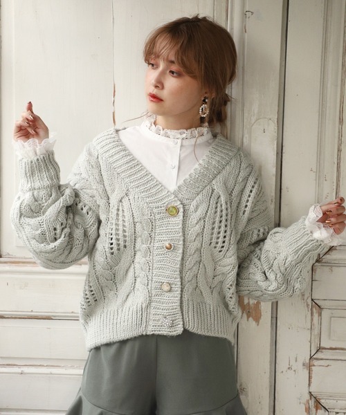 one after another NICE CLAUP（ワンアフターアナザーナイスクラップ）の「プチハイ袖フリルブラウス（シャツ/ブラウス・レディース・オフホワイト/モカ/ベージュ・FREE）」の4枚目の写真