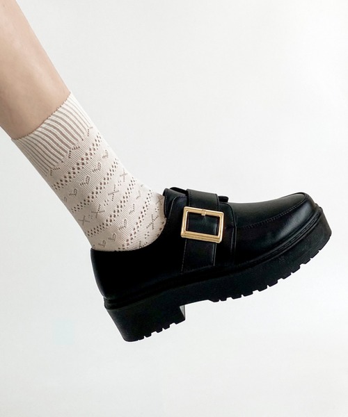 Shoes in Closet（シューズインクローゼット）の「軽量厚底 マニッシュ ワンベルトバックル  ローファー 1978（ローファー・レディース・ブラック/ブラック系その他/ダークブラウン/ブラック系その他5/ブラウン系その他5/アイボリー/ベージュ系その他5/グレー系その他7/ブラック系その他6/グレー系その他6/ベージュ系その他6/イエロー系その他6/ブラウン系その他6/ブラウン系その他・LL/S/M/L/4L/3L/XS/5L/6L）」の16枚目の写真