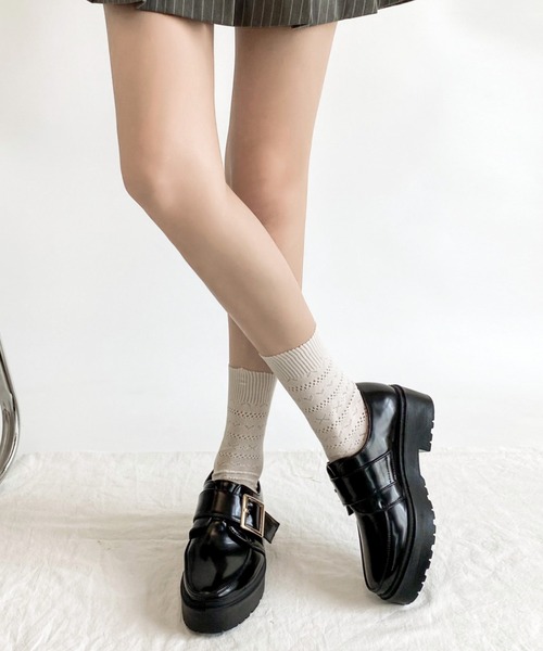 Shoes in Closet（シューズインクローゼット）の「軽量厚底 マニッシュ ワンベルトバックル  ローファー 1978（ローファー・レディース・ブラック/ブラック系その他/ダークブラウン/ブラック系その他5/ブラウン系その他5/アイボリー/ベージュ系その他5/グレー系その他7/ブラック系その他6/グレー系その他6/ベージュ系その他6/イエロー系その他6/ブラウン系その他6/ブラウン系その他・LL/S/M/L/4L/3L/XS/5L/6L）」の17枚目の写真