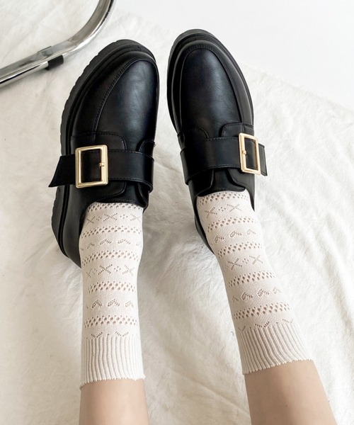 Shoes in Closet（シューズインクローゼット）の「軽量厚底 マニッシュ ワンベルトバックル  ローファー 1978（ローファー・レディース・ブラック/ブラック系その他/ダークブラウン/ブラック系その他5/ブラウン系その他5/アイボリー/ベージュ系その他5/グレー系その他7/ブラック系その他6/グレー系その他6/ベージュ系その他6/イエロー系その他6/ブラウン系その他6/ブラウン系その他・LL/S/M/L/4L/3L/XS/5L/6L）」の15枚目の写真