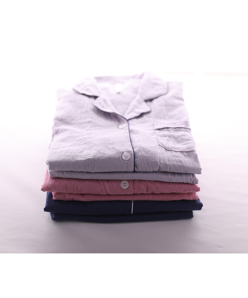 blooming FLORA(ブルーミングフローラ)の「【 ダブルガーゼ 綿100% 】 シャツパジャマ セットアップ(ルームウェア/パジャマ・レディース・ピンク/ブルー/ラベンダー・MEDIUM/LARGE)」の7枚目の写真