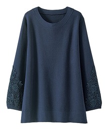 BELLUNA PLUS（ベルーナ）の「袖レースデザインニットプルオーバー（ニット/セーター・レディース）」