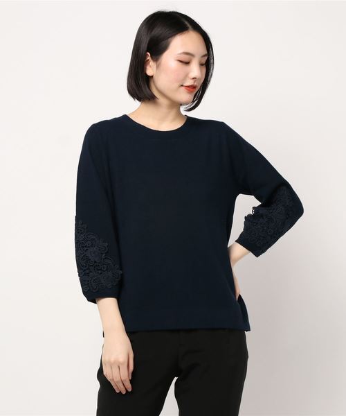 BELLUNA PLUS(ベルーナ)の「袖レースデザインニットプルオーバー(ニット/セーター・レディース・ネイビー/ピンク/ブルー/セージグリーン・MEDIUM/LARGE/X-LARGE)」の14枚目の写真