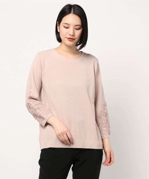 BELLUNA PLUS(ベルーナ)の「袖レースデザインニットプルオーバー(ニット/セーター・レディース・ネイビー/ピンク/ブルー/セージグリーン・MEDIUM/LARGE/X-LARGE)」の16枚目の写真