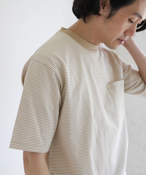 URBAN RESEARCH DOORS(アーバンリサーチドアーズ)の「『UR TECH』ミジンボーダー Tシャツ(Tシャツ/カットソー・メンズ・ブラック/ベージュ/パープル/ブルー・40/38)」の16枚目の写真