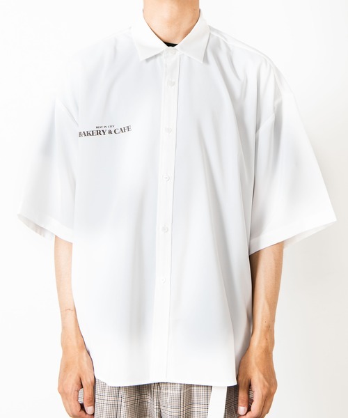 WEGO(ウィゴー)の「WEGO/レトロロゴビッグシルエット5分袖シャツ(シャツ/ブラウス・メンズ・ブラック/ベージュ/ホワイト系その他/ホワイト・LARGE/MEDIUM)」の18枚目の写真