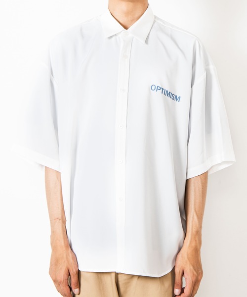 WEGO(ウィゴー)の「WEGO/レトロロゴビッグシルエット5分袖シャツ(シャツ/ブラウス・メンズ・ブラック/ベージュ/ホワイト系その他/ホワイト・LARGE/MEDIUM)」の20枚目の写真