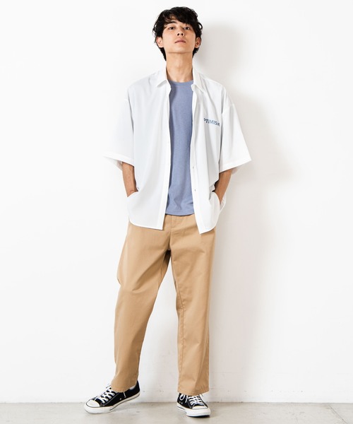 WEGO(ウィゴー)の「WEGO/レトロロゴビッグシルエット5分袖シャツ(シャツ/ブラウス・メンズ・ブラック/ベージュ/ホワイト系その他/ホワイト・LARGE/MEDIUM)」の10枚目の写真