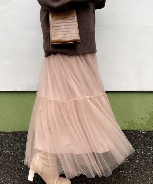 archives（アルシーヴ）の「チュールプリーツティアードスカート（スカート・レディース・ブルー/ブラック/ベージュ・MEDIUM）」の3枚目の写真
