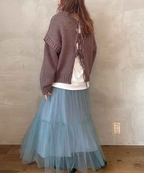 archives（アルシーヴ）の「チュールプリーツティアードスカート（スカート・レディース・ブルー/ブラック/ベージュ・MEDIUM）」の8枚目の写真