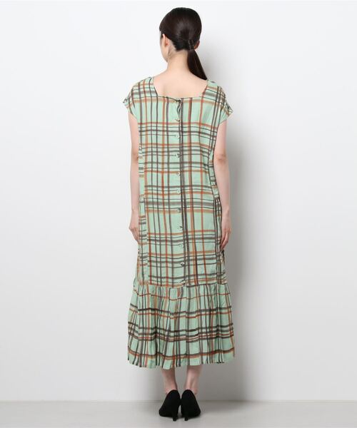 チチカカ（チチカカ）の「ハンドペイントチェックワンピース（シャツワンピース・レディース・ベージュ/グリーン・FREE）」の10枚目の写真