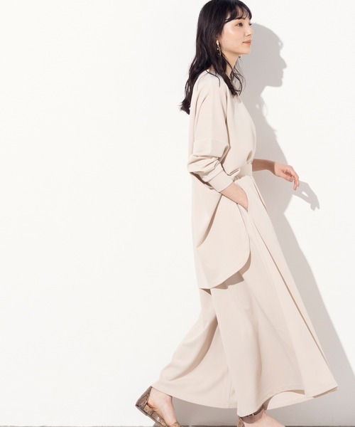 OMNES Another Edition(オムネス アナザーエディション)の「ストレッチ梨地ポンチョプルオーバー(Tシャツ/カットソー・レディース・ブラック/モカ/ラベンダー/ライトベージュ・FREE)」の13枚目の写真