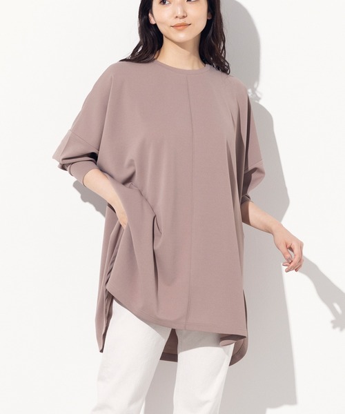 OMNES Another Edition(オムネス アナザーエディション)の「ストレッチ梨地ポンチョプルオーバー(Tシャツ/カットソー・レディース・ブラック/モカ/ラベンダー/ライトベージュ・FREE)」の9枚目の写真