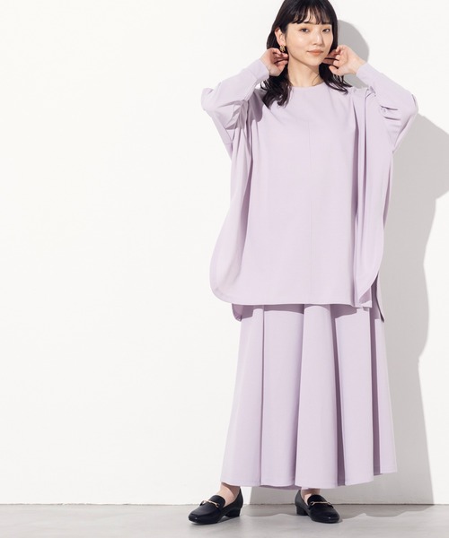 OMNES Another Edition(オムネス アナザーエディション)の「ストレッチ梨地ポンチョプルオーバー(Tシャツ/カットソー・レディース・ブラック/モカ/ラベンダー/ライトベージュ・FREE)」の18枚目の写真