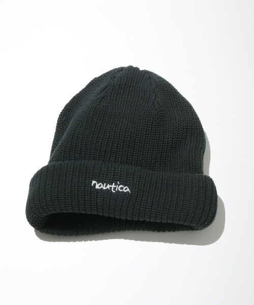 NAUTICA（ノーティカ）の「NAUTICA/ノーティカ Cotton Roll Knit Cap “Hand Lettering”/コットンロールニットキャップ"ハンドレタリング"（ニットキャップ/ビーニー・メンズ・ホワイト/ブラック/ネイビー/グリーン・ﾌﾘ-）」の4枚目の写真