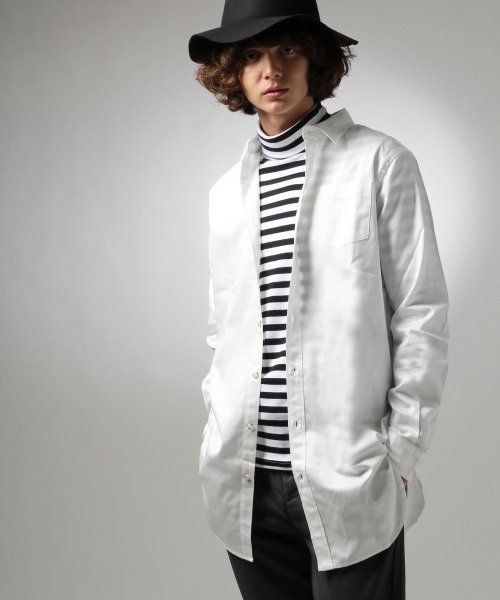 HARE(ハレ)の「ロングシャツ【HARE】(シャツ/ブラウス・メンズ・オフホワイト/ネイビー・SMALL/LARGE/MEDIUM)」の2枚目の写真