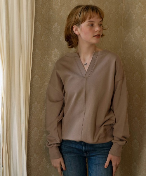 mangata（モンガータ）の「Over sweat tops（スウェット・レディース・ホワイト/ブラウン・FREE）」の12枚目の写真