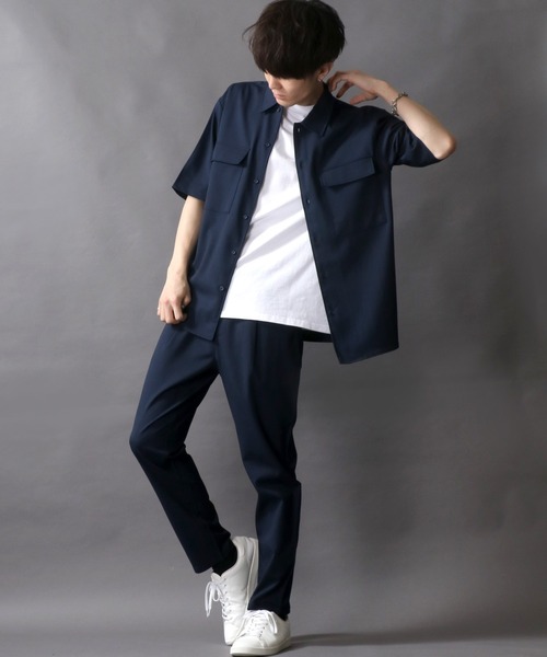 SITRY（シトリー）の「ポリトロ ビッグジャケット＆タックテーパードパンツ セットアップ/ワンマイルウェア（セットアップ・メンズ・ベージュ/ネイビー/グレー/ブラック/ベージュ系その他/グレー系その他/ホワイト系その他/チャコールグレー・LL/M/L）」の8枚目の写真