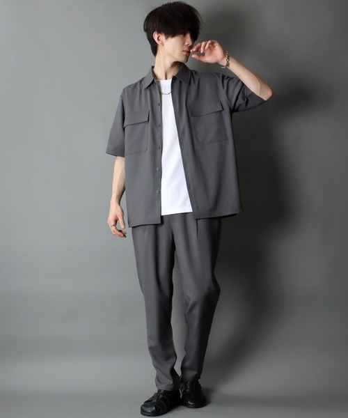 SITRY（シトリー）の「ポリトロ ビッグジャケット＆タックテーパードパンツ セットアップ/ワンマイルウェア（セットアップ・メンズ・ベージュ/ネイビー/グレー/ブラック/ベージュ系その他/グレー系その他/ホワイト系その他/チャコールグレー・LL/M/L）」の5枚目の写真