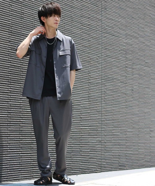 セットアップ セール】ポリトロ ビッグジャケット＆タックテーパードパンツ