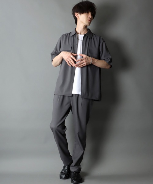 セール】ポリトロ ビッグジャケット＆タックテーパードパンツ