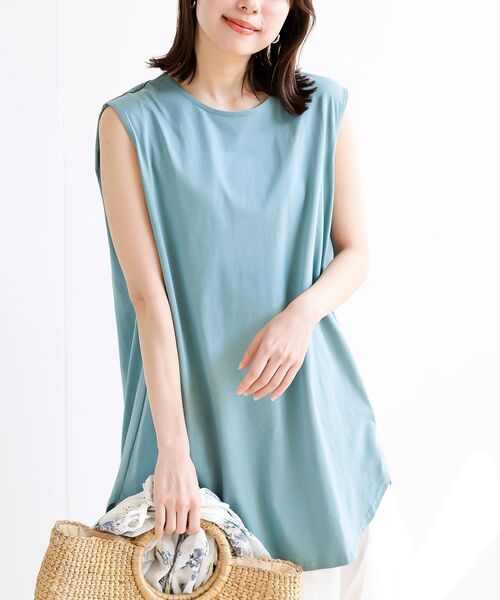 rps（アールピーエス）の「ノースリカットチュニック（Tシャツ/カットソー・レディース・チャコールグレー/ブラック/オフホワイト/モカ/ピンク/パープル/グレイッシュベージュ/グリーン/ネイビー/グレー・M/フリー）」の7枚目の写真