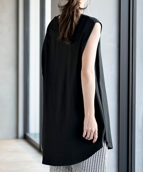 rps（アールピーエス）の「ノースリカットチュニック（Tシャツ/カットソー・レディース・チャコールグレー/ブラック/オフホワイト/モカ/ピンク/パープル/グレイッシュベージュ/グリーン/ネイビー/グレー・M/フリー）」の19枚目の写真