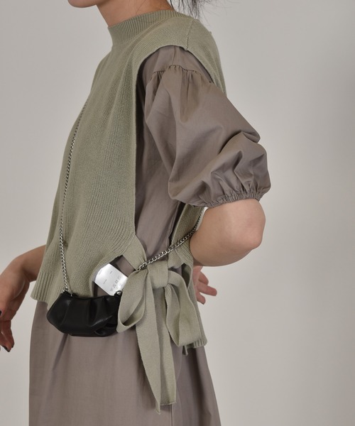 w closet（ダブルクローゼット）の「12G片畦編ベスト+ワンピースSET（ワンピース・レディース・グレー系/ライトカーキ/キナリ・FREE）」の22枚目の写真