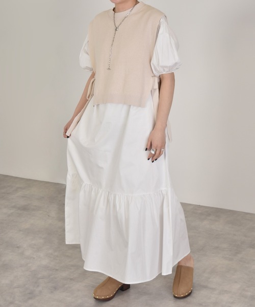 w closet（ダブルクローゼット）の「12G片畦編ベスト+ワンピースSET（ワンピース・レディース・グレー系/ライトカーキ/キナリ・FREE）」の12枚目の写真