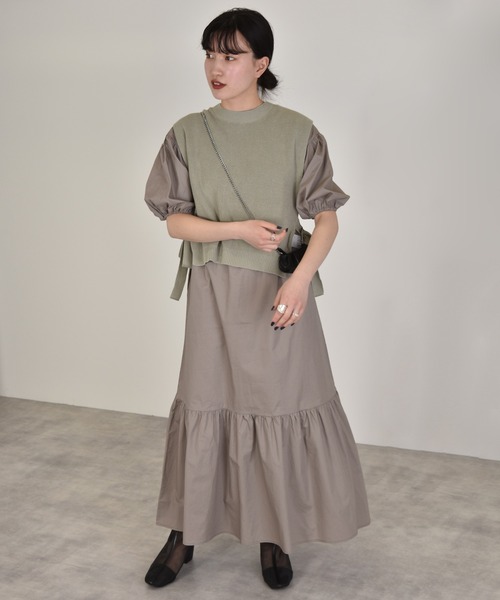 w closet（ダブルクローゼット）の「12G片畦編ベスト+ワンピースSET（ワンピース・レディース・グレー系/ライトカーキ/キナリ・FREE）」の15枚目の写真