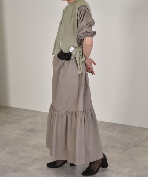 w closet（ダブルクローゼット）の「12G片畦編ベスト+ワンピースSET（ワンピース・レディース・グレー系/ライトカーキ/キナリ・FREE）」の16枚目の写真