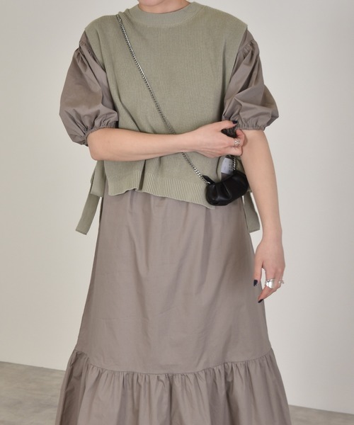 w closet（ダブルクローゼット）の「12G片畦編ベスト+ワンピースSET（ワンピース・レディース・グレー系/ライトカーキ/キナリ・FREE）」の19枚目の写真