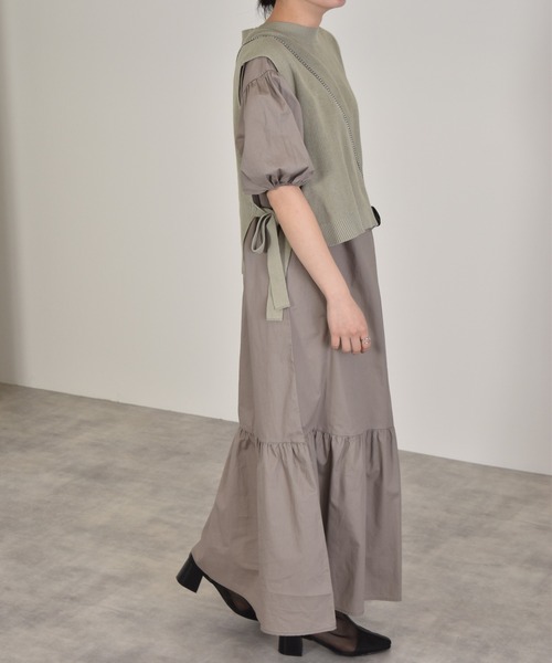 w closet（ダブルクローゼット）の「12G片畦編ベスト+ワンピースSET（ワンピース・レディース・グレー系/ライトカーキ/キナリ・FREE）」の20枚目の写真