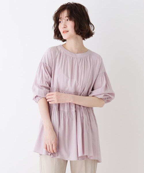 DRESKIP（ドレスキップ）の「◆2WAYティアードブラウス（シャツ/ブラウス・レディース・ライトベージュ/オフホワイト/パープル・02/03/04）」の3枚目の写真