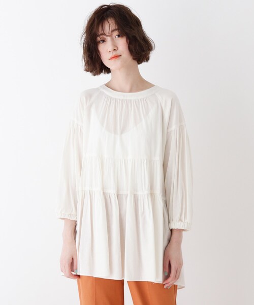 DRESKIP（ドレスキップ）の「◆2WAYティアードブラウス（シャツ/ブラウス・レディース・ライトベージュ/オフホワイト/パープル・02/03/04）」の4枚目の写真