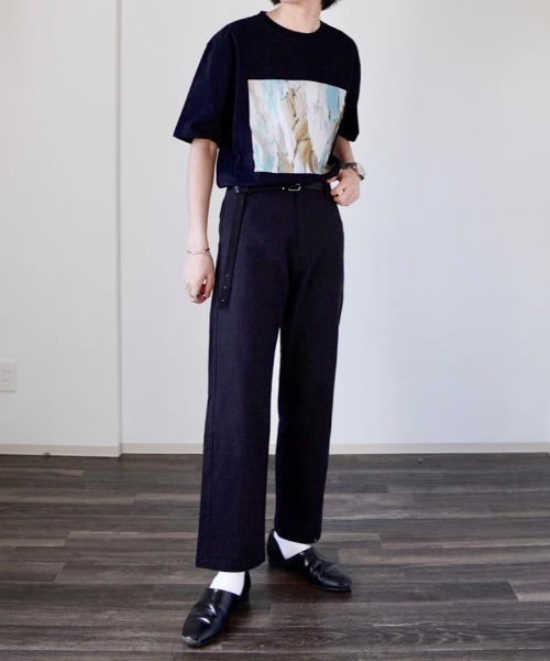 y/m by れぽすけ（イムバイレポスケ）の「スリムストレートリネンスラックス（スラックス・メンズ・ブラック/ライトベージュ・MEDIUM/LARGE）」の3枚目の写真