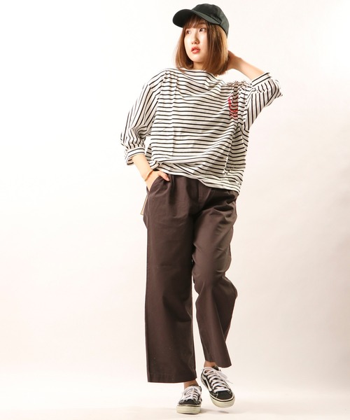 nougatine（ヌガティーヌ）の「【nougatine】ウエストゴムゆったりストレートパンツ（その他パンツ・レディース・パープル/チャコールグレー/カーキ・FREE）」の6枚目の写真