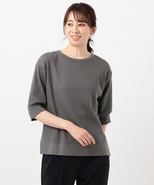 J.PRESS(ジェイプレス)の「ワッフルセーターマシーン カットソー(Tシャツ/カットソー・レディース・ホワイト系/グレー系/ライトグリーン系/ピンク系・MEDIUM/LARGE)」の2枚目の写真