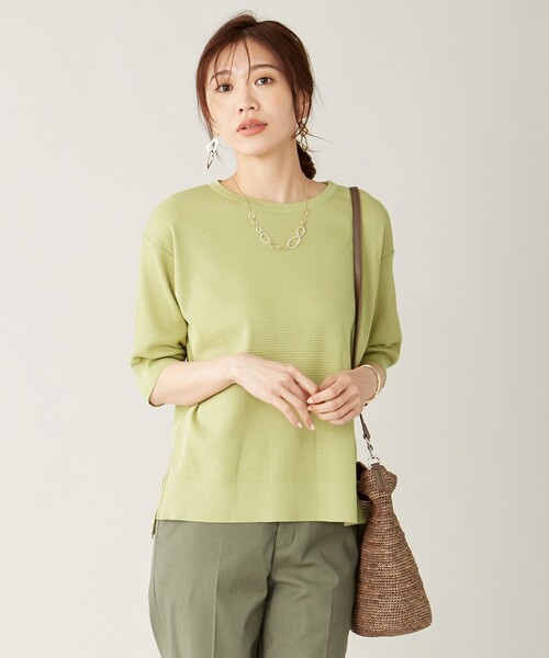 J.PRESS(ジェイプレス)の「ワッフルセーターマシーン カットソー(Tシャツ/カットソー・レディース・ホワイト系/グレー系/ライトグリーン系/ピンク系・MEDIUM/LARGE)」の3枚目の写真