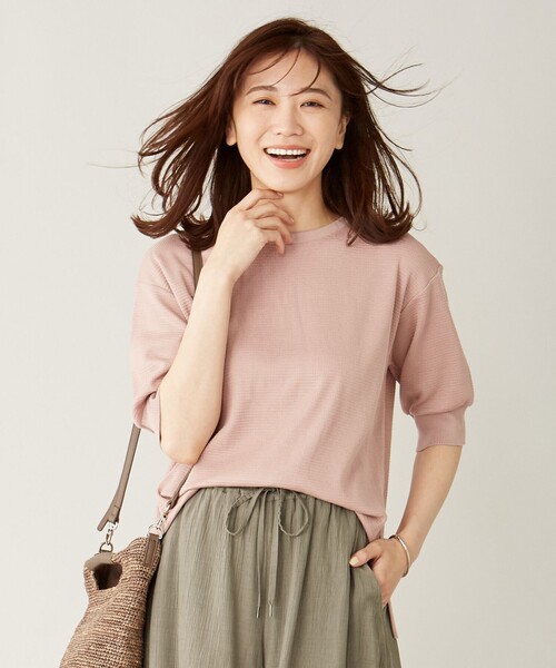 J.PRESS(ジェイプレス)の「ワッフルセーターマシーン カットソー(Tシャツ/カットソー・レディース・ホワイト系/グレー系/ライトグリーン系/ピンク系・MEDIUM/LARGE)」の4枚目の写真