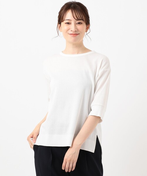 J.PRESS(ジェイプレス)の「ワッフルセーターマシーン カットソー(Tシャツ/カットソー・レディース・ホワイト系/グレー系/ライトグリーン系/ピンク系・MEDIUM/LARGE)」の7枚目の写真