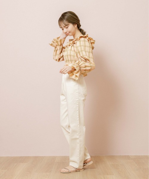 flower(フラワー)の「スウィートラッフルブラウス(シャツ/ブラウス・レディース・ホワイト/オレンジ・FREE)」の12枚目の写真