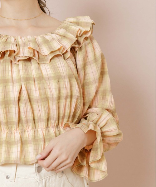 flower(フラワー)の「スウィートラッフルブラウス(シャツ/ブラウス・レディース・ホワイト/オレンジ・FREE)」の16枚目の写真