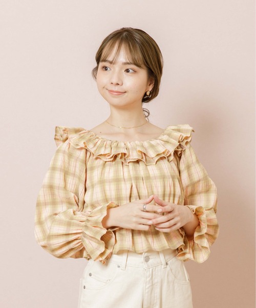 flower(フラワー)の「スウィートラッフルブラウス(シャツ/ブラウス・レディース・ホワイト/オレンジ・FREE)」の19枚目の写真