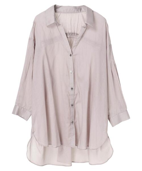 Editt by YECCA VECCA(エディットバイイェッカヴェッカ)の「バックシャーリングシアーシャツ(シャツ/ブラウス・レディース・ホワイト/ライトグレー/イエロー/カーキ・FREE)」の5枚目の写真