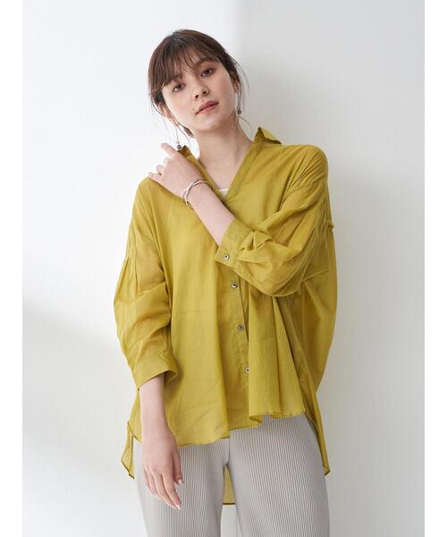 Editt by YECCA VECCA(エディットバイイェッカヴェッカ)の「バックシャーリングシアーシャツ(シャツ/ブラウス・レディース・ホワイト/ライトグレー/イエロー/カーキ・FREE)」の10枚目の写真