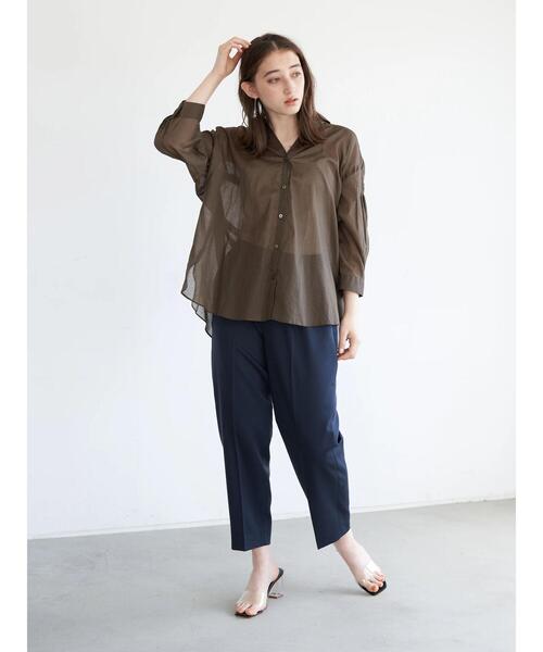 Editt by YECCA VECCA(エディットバイイェッカヴェッカ)の「バックシャーリングシアーシャツ(シャツ/ブラウス・レディース・ホワイト/ライトグレー/イエロー/カーキ・FREE)」の15枚目の写真